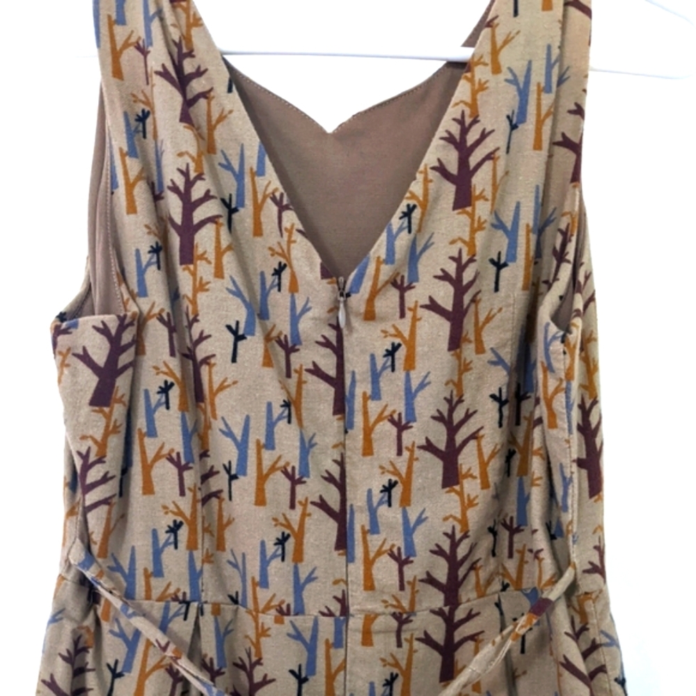 Sleeveless Tan Tree-Print Midi Dress - Picture 7 of 7